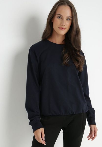 Granatowa Bluza Voeum. Niebieskie bluzy damskie Born2be, l, bez wzorów, z dresówki, biznesowe, bez ramiączek, bez kaptura. Za 39.99 zł.