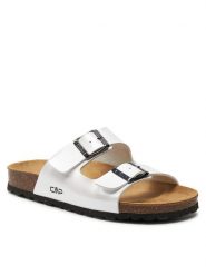 CMP Klapki Eco Thalitha Wmn Slipper 3Q91016 Biały. Białe klapki damskie CMP, bez wzorów, ze skóry, bez obcasa, bez zapięcia. Za 179.99 zł.