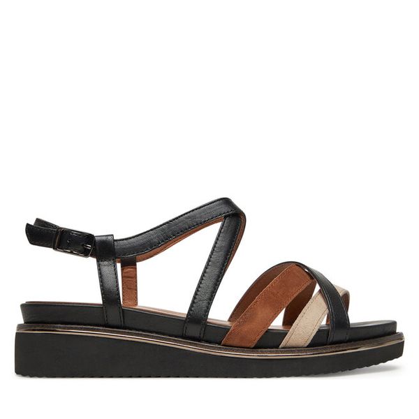 Sandały Tamaris. Czarne sandały damskie Tamaris, bez wzorów, bez obcasa, na płaskiej podeszwie, bez zapięcia. Za 255.99 zł.