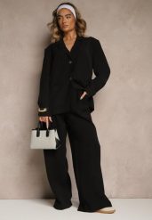 Czarne Spodnie Low Waist z Modalu z Szeroką Nogawką Reanelira. Czarne spodnie materiałowe damskie Renee, bez wzorów, z jeansu, eleganckie, z obniżonym stanem. Za 89.99 zł.