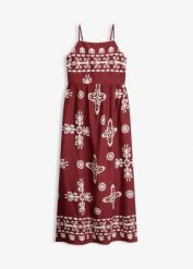 Sukienka na ramiączkach z lejącej wiskozy. Czerwone sukienki damskie bonprix, na lato, bez wzorów, z wiskozy, bez kołnierzyka, bez ramiączek. Za 139.99 zł.