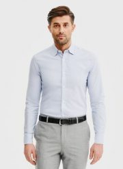 PAKO LORENTE – Niebieska bawełniana koszula męska. Niebieskie koszule męskie Pako Lorente, m, bez wzorów, z bawełny, bez kołnierzyka, bez ramiączek. Za 139.99 zł.