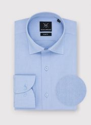 PAKO LORENTE – Gładka elegancka koszula męska w kolorze błękitnym. Niebieskie koszule męskie Pako Lorente, m, bez wzorów, z bawełny, eleganckie, bez kołnierzyka, bez ramiączek. Za 199.99 zł.