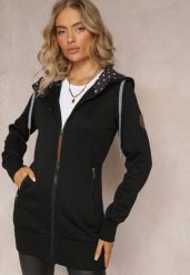 Czarna Bluza z Kapturem i Polarem Halimins. Czarne bluzy damskie Renee, xs, bez wzorów, z polaru, bez ramiączek, z kapturem. Za 59.99 zł.