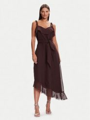 Vero Moda Sukienka koktajlowa Sabrina 10344471 Brązowy Regular Fit. Brązowe sukienki damskie Vero Moda, m, bez wzorów, z syntetyku, wizytowe, bez kołnierzyka, bez ramiączek. Za 259.99 zł.