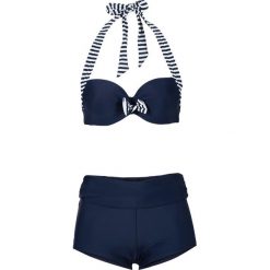 Bikini na fiszbinach (2 części) bonprix niebiesko-biały. Niebieskie bikini bonprix, bez wzorów. Za 89.99 zł.