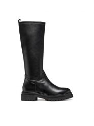 Geox Kozaki D Iridea D56HRF 0KB43 C9999 Czarny. Czarne kozaki damskie Geox, bez wzorów, ze skóry, bez obcasa, na płaskiej podeszwie, bez zapięcia. Za 579.99 zł.