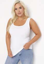 Biały Top Sinephia. Białe topy damskie Born2be, xl, bez wzorów, bez kołnierzyka, bez ramiączek. Za 29.99 zł.