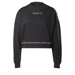 Bluza Reebok Piping Crewneck, Kobiety. Czarne bluzy damskie Reebok, xl, bez wzorów, z bawełny, sportowe, bez ramiączek, bez kaptura. Za 290.00 zł.