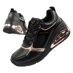 Buty sportowe damskie na koturnie Skechers Uno Prima-Starlet. Czarne obuwie sportowe damskie Skechers, bez wzorów, ze skóry, bez zapięcia, trekkingowe, Skechers Sport. Za 299.00 zł.