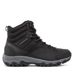 Trekkingi Merrell. Czarne botki męskie Merrell, bez wzorów, sportowe, bez obcasa, bez zapięcia. Za 569.99 zł.