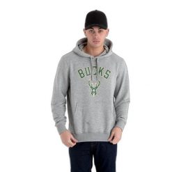 Bluza z kapturem Milwaukee Bucks NBA. Szare bluzy sportowe męskie New Era, m, bez wzorów, z kapturem. Za 294.50 zł.