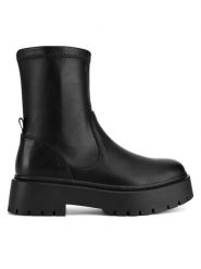 DeeZee Botki HY13123-41 Czarny. Czarne botki damskie DeeZee, bez wzorów, ze skóry, bez obcasa, na płaskiej podeszwie, bez zapięcia. Za 179.99 zł.