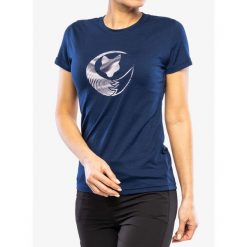 Koszulka z nadrukiem damska Sensor Merino Active PT. Niebieskie koszulki sportowe damskie Sensor, bez wzorów, bez ramiączek. Za 277.99 zł.