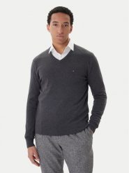 Tommy Hilfiger Sweter Essential MW0MW14745 Szary Regular Fit. Szare swetry męskie Tommy Hilfiger, m, bez wzorów, z bawełny, bez kołnierzyka, bez ramiączek. Za 429.99 zł.