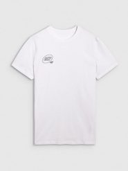 4F T-shirt regular z nadrukiem męski - biały S. Białe koszulki sportowe męskie 4F, m, bez wzorów, z bawełny, bez ramiączek. Za 59.99 zł.
