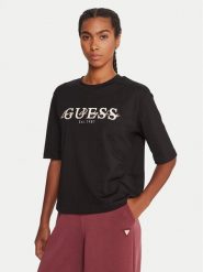 Guess T-Shirt V5YI02 I3Z14 Czarny Boxy Fit. Czarne t-shirty damskie Guess, xxs, z aplikacjami, z bawełny, bez kołnierzyka, bez ramiączek. Za 109.99 zł.