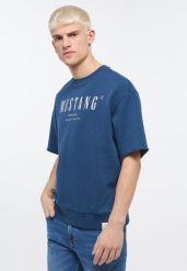 MUSTANG BEN CREWNECK SSLEEVE MĘSKA BLUZA Z KRÓTKIM RĘKAWEM INSIGNIA BLUE 1013870 5230. Niebieskie bluzy męskie Mustang, m, bez wzorów, bez ramiączek, bez kaptura. Za 169.99 zł.