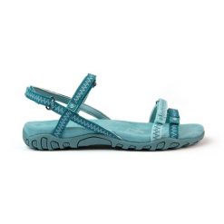 Sandały turystyczne damskie TENA V5 – idealne dopasowanie i świetna przyczepność. Niebieskie sandały damskie IZAS, bez wzorów, bez obcasa, bez zapięcia. Za 226.04 zł.
