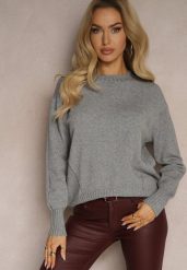 Szary Casualowy Sweter z Wiskozą i Modalem ze Ściągaczami Riviti. Szare swetry nierozpinane damskie Renee, l, bez wzorów, z jeansu, casualowe, bez kołnierzyka, bez ramiączek. Za 79.99 zł.