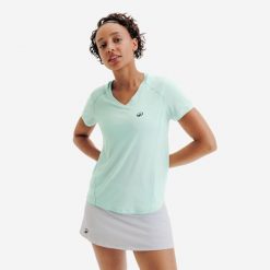 Koszulka tenisowa damska Kuikma Dry. Niebieskie bluzki damskie KUIKMA, m, bez wzorów, z elastanu, eleganckie, bez kołnierzyka, bez ramiączek. Za 59.99 zł.