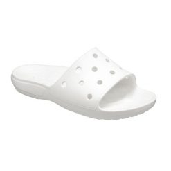 Klapki basenowe Crocs Classic Slide. Szare klapki damskie Crocs, bez wzorów, sportowe, bez obcasa, bez zapięcia. Za 237.35 zł.