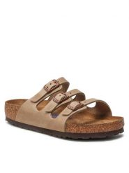 Birkenstock Klapki Florida 1011432 Beżowy. Brązowe klapki damskie Birkenstock, bez wzorów, ze skóry, bez obcasa, bez zapięcia. Za 599.99 zł.