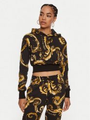 Versace Jeans Couture Bluza 77HAI3A3 FS171 Czarny Regular Fit. Czarne bluzy damskie Versace Jeans Couture, l, bez wzorów, z bawełny, bez ramiączek, bez kaptura. Za 579.99 zł.