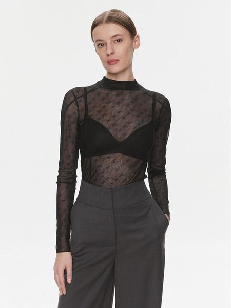 Boss Bluzka Egalina 50505774 Czarny Slim Fit. Czarne bluzki damskie Boss, m, bez wzorów, z syntetyku, bez kołnierzyka, bez ramiączek. Za 369.99 zł.