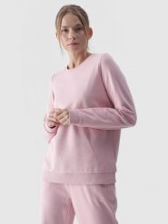 4F Bluza dresowa nierozpinana bez kaptura damska - różowa XS. Czerwone bluzy damskie 4F, xs, bez wzorów, z bawełny, klasyczne, bez ramiączek, bez kaptura. W wyprzedaży za 99.99 zł.