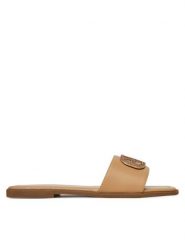 DeeZee Klapki Q877-44 Beżowy. Brązowe klapki damskie DeeZee, bez wzorów, z materiału, bez obcasa, bez zapięcia. Za 83.99 zł.