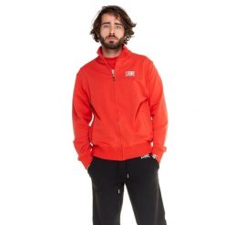 Bluza z zamek błyskawiczny na siłownia na czas wolny. Czerwone bluzy męskie LEONE 1947 APPAREL, bez wzorów, sportowe, bez ramiączek, bez kaptura. W wyprzedaży za 181.87 zł.