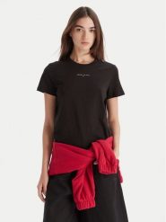 Tommy Jeans T-Shirt Linear DW0DW21964 Czarny Regular Fit. Czarne t-shirty damskie Tommy Jeans, l, bez wzorów, z bawełny, bez kołnierzyka, bez ramiączek. Za 109.99 zł.