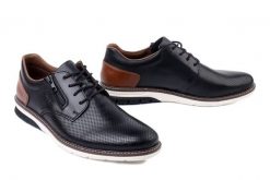 RIEKER 14412-00 black, półbuty męskie. Czarne półbuty męskie Rieker, bez wzorów, bez obcasa, bez zapięcia. Za 419.90 zł.