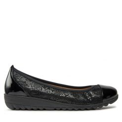 Baleriny Caprice. Czarne balerinki damskie Caprice, bez wzorów, bez obcasa, bez zapięcia. Za 239.99 zł.
