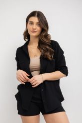KOSZULA HOLLY CZARNA L - Flawless. Czarne koszule damskie Flawless, l, bez wzorów, z bawełny, bez kołnierzyka, bez ramiączek. Za 350.00 zł.