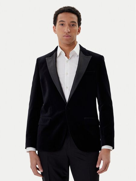HUGO Marynarka Henry254E1X 50549032 Czarny Slim Fit. Czarne garnitury męskie Hugo, m, bez wzorów, z bawełny, biznesowe, bez kołnierzyka, bez ramiączek. Za 1,679.00 zł.