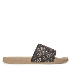 Klapki EA7 Emporio Armani. Brązowe klapki męskie EA7 Emporio Armani, bez wzorów, bez zapięcia. Za 189.99 zł.