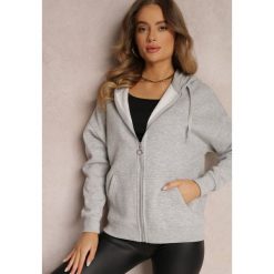 Szara Bluza z Kapturem i Suwakiem Oversize Des. Szare bluzy damskie Renee, na zimę, m, bez wzorów, z dzianiny, sportowe, bez ramiączek, z kapturem. Za 69.99 zł.