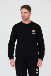 MOSCHINO Czarna bluza. Czarne bluzy męskie MOSCHINO, l, bez wzorów, bez ramiączek, bez kaptura. W wyprzedaży za 689.99 zł.