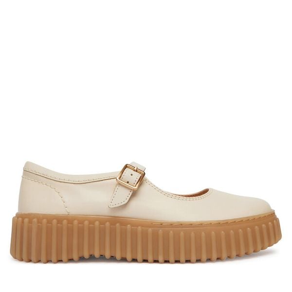 Półbuty Clarks. Białe półbuty damskie Clarks, bez wzorów, bez obcasa, na płaskiej podeszwie, bez zapięcia. Za 398.99 zł.