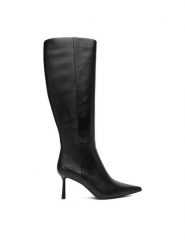 Eva Minge Kozaki EO-ZAINA-01 Czarny. Czarne kozaki damskie Eva Minge, bez wzorów, ze skóry, bez obcasa, na szpilce, bez zapięcia. Za 559.99 zł.