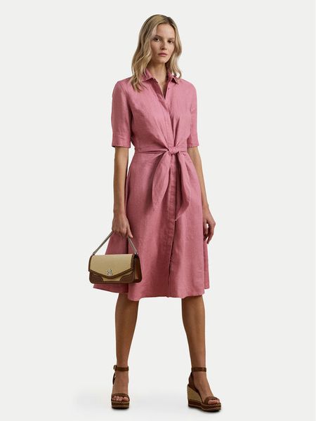LAUREN RALPH LAUREN Sukienka koszulowa 200905667017 Różowy Regular Fit. Czerwone sukienki damskie Lauren Ralph Lauren, bez wzorów, ze lnu, bez kołnierzyka, bez ramiączek, koszulowe. Za 769.99 zł.