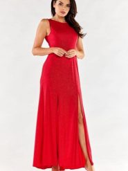Sukienka Model A549 Red - awama. Czerwone sukienki damskie Awama, na wesele, l, bez wzorów, z elastanu, eleganckie, bez kołnierzyka, plus size, bez ramiączek, maxi, dopasowane. Za 334.28 zł.