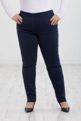 Granatowe spodnie Nilda z prostą nogawką wysoki stan PLUS SIZE XXL. Spodnie materiałowe damskie Nasi partnerzy, bez wzorów, z elastanu, biznesowe, z podwyższonym stanem, plus size, krótkie. Za 159.90 zł.