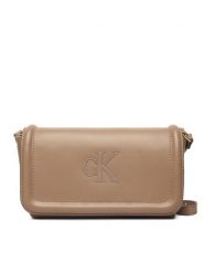 Calvin Klein Torebka Bold Ck Flap Crossbody LV04F1027G Brązowy. Brązowe listonoszki damskie Calvin Klein, bez wzorów, ze skóry, bez dodatków. Za 329.99 zł.