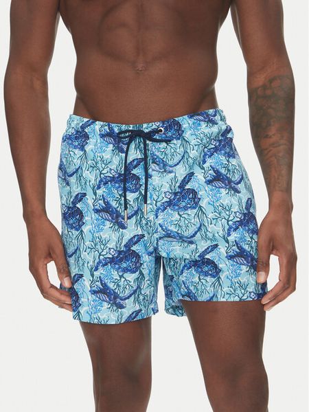 HOM Szorty kąpielowe Tartane 402916 Niebieski Regular Fit. Niebieskie kąpielówki męskie HOM, m, bez wzorów, z syntetyku. Za 349.99 zł.