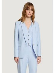 Morgan Marynarka 261-VTYA.F Niebieski jasny Regular Fit. Niebieskie marynarki i żakiety damskie Morgan, bez wzorów, z syntetyku, bez kołnierzyka, bez ramiączek. Za 449.99 zł.