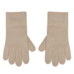 Rękawiczki Calvin Klein. Brązowe rękawiczki damskie Calvin Klein, bez wzorów, z dzianiny. Za 259.99 zł.