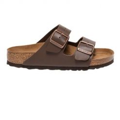 Klapki turystyczne uniseks Birkenstock Arizona 51701. Brązowe klapki damskie Birkenstock, bez wzorów, z materiału, bez zapięcia. Za 359.00 zł.